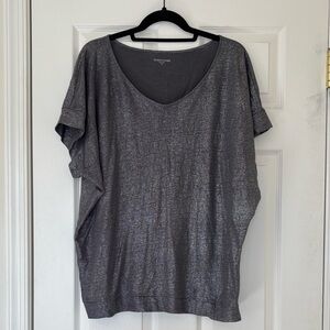 Eileen Fisher 100% Linen Shimmering Metallic Short Sleeve Top